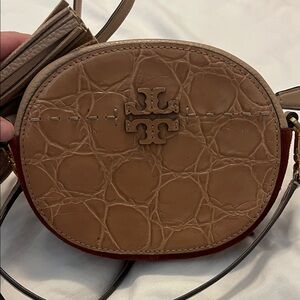 Tory Burch Crossbody with Tan and Burnt Orange Sued. Wear shown in pics.